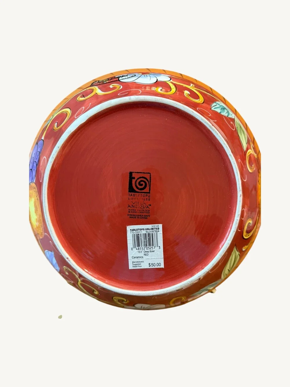 TableTops Unlimited Villa Antiqua Hand Painted 13.5